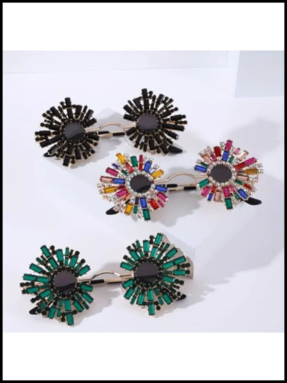 Rhinestone Floral Pattern UV400 Sunglasses for Party, Street Style